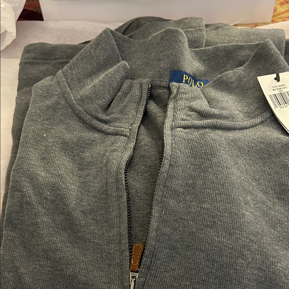 Polo by Ralph Lauren Men's Zip-Up Sweater in Gray